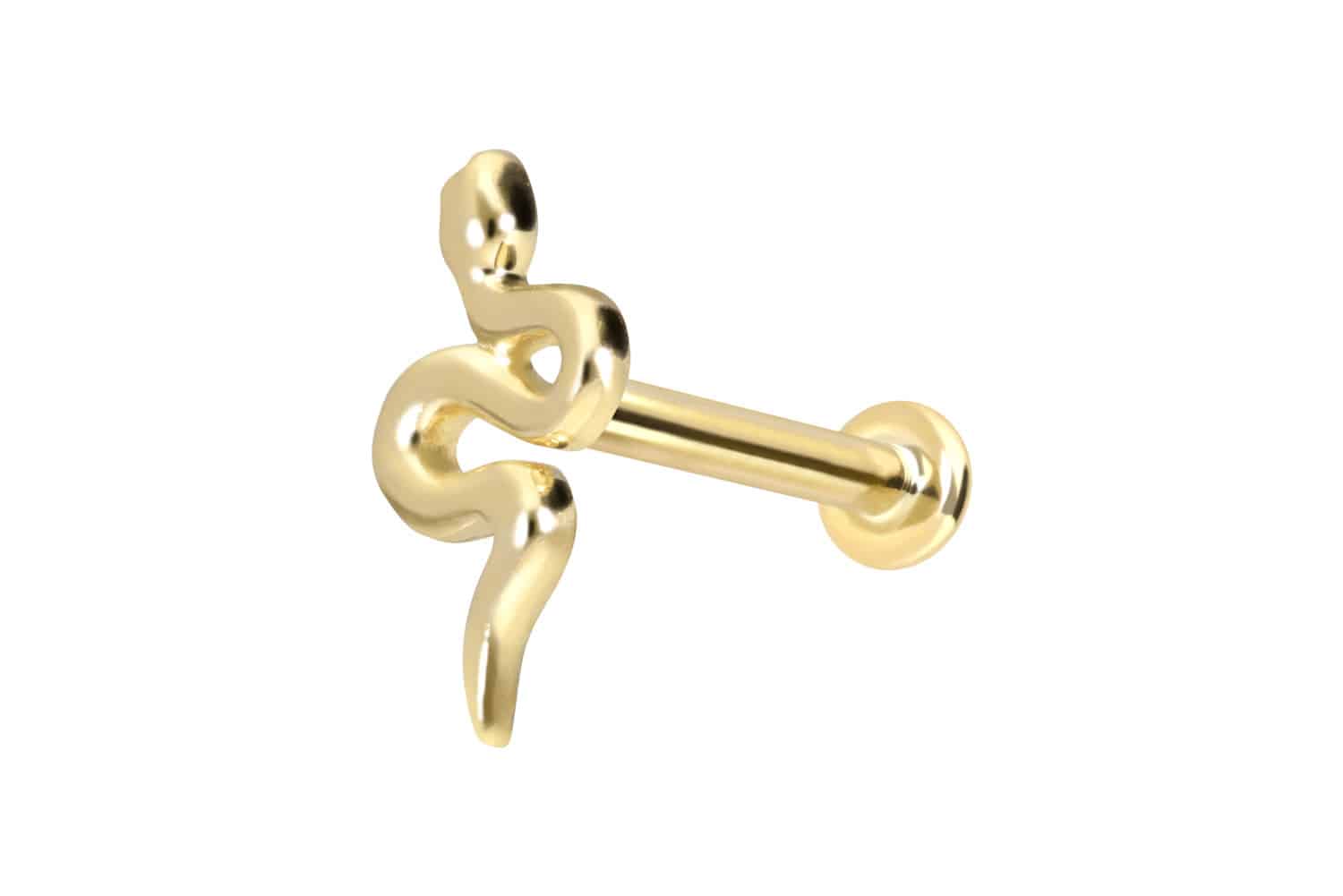 14 Karat Gold Labret Piercing mit Push Fit SCHLANGE